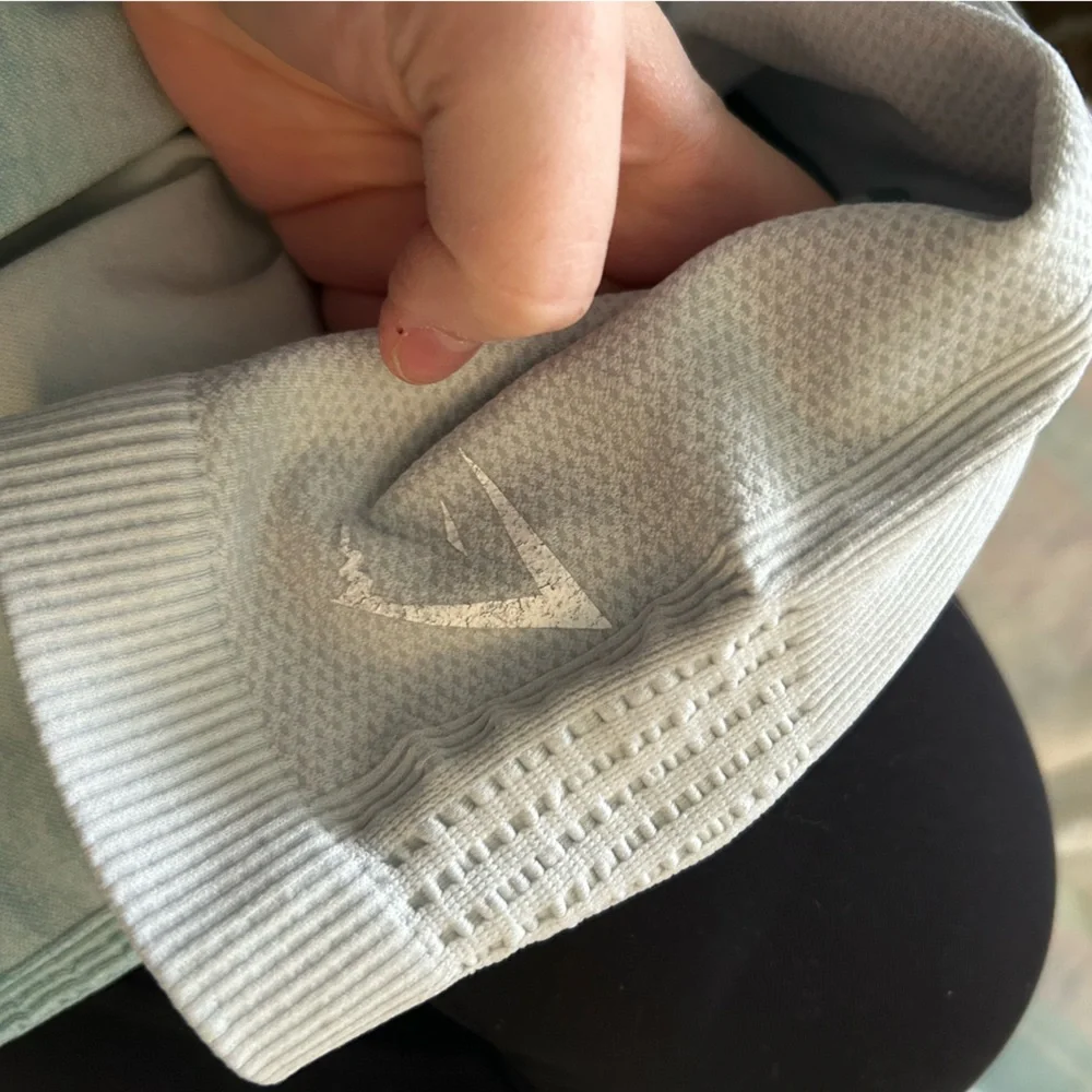 Gymshark teal white ombré seamless workout leggings sweat wicking high rise - Picture 11 of 12